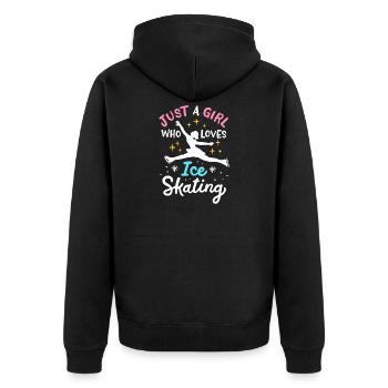 Eislaufen Eisläufer - Unisex Premium Bio Zip Hoodie - Schwarz - Hinten - Nico (187cm)