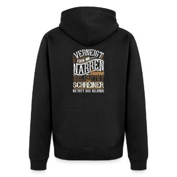 Schreiner - Unisex Premium Bio Zip Hoodie - Schwarz - Hinten - Nico (187cm)