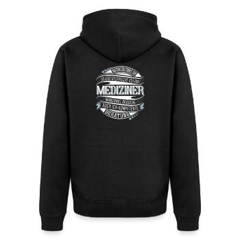 Mediziner - Unisex Premium Bio Zip Hoodie - Schwarz - Hinten - Nico (187cm)