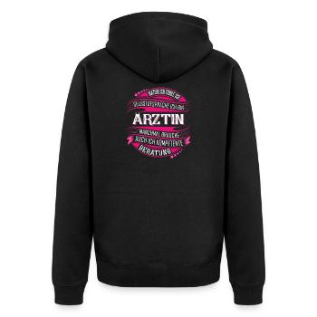 Ärztin - Unisex Premium Bio Zip Hoodie - Schwarz - Hinten - Nico (187cm)