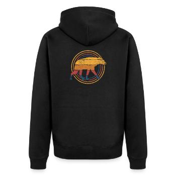 Hyäne Hyänen - Unisex Premium Bio Zip Hoodie - Schwarz - Hinten - Nico (187cm)
