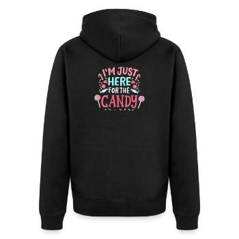 Halloween Süßigkeiten - Unisex Premium Bio Zip Hoodie - Schwarz - Hinten - Nico (187cm)