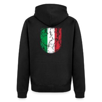 Italien Flagge - Unisex Premium Bio Zip Hoodie - Schwarz - Hinten - Nico (187cm)