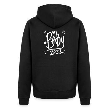 Baby 2022 - Neugeborenes 2022 Baby Geschenk - Unisex Premium Bio Zip Hoodie - Schwarz - Hinten - Nico (187cm)