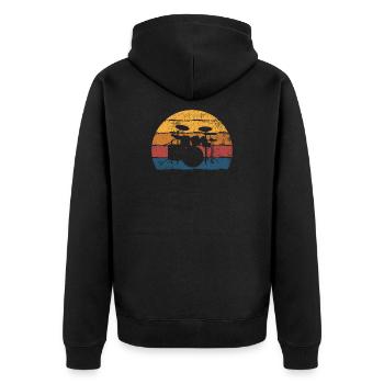 Schlagzeug Schlagzeuger - Unisex Premium Bio Zip Hoodie - Schwarz - Hinten - Nico (187cm)