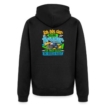 Kleiner Bruder Monstertruck - Unisex Premium Bio Zip Hoodie - Schwarz - Hinten - Nico (187cm)