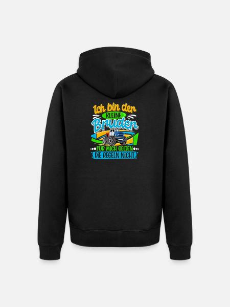 Kleiner Bruder Monstertruck - Unisex Premium Bio Zip Hoodie - Schwarz