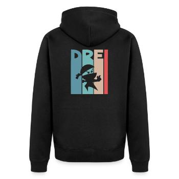 Ninja 3 Jahre Geburtstag Kinder - Unisex Premium Bio Zip Hoodie - Schwarz - Hinten - Nico (187cm)