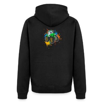 Traktor - Unisex Premium Bio Zip Hoodie - Schwarz - Hinten - Nico (187cm)