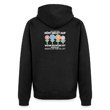 Gärtner - Unisex Premium Bio Zip Hoodie - Schwarz - Hinten - Nico (187cm)