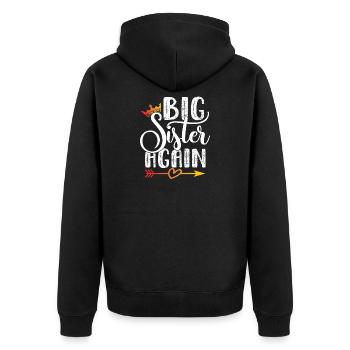 Big sister gift Big Sister Again - Unisex Premium Organic Zip Hoodie - black - Back - Nico (187cm)