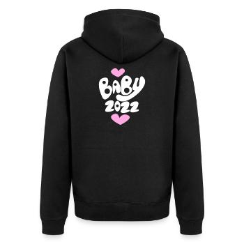 Baby 2022 - Neugeborenes 2022 Baby Geschenk - Unisex Premium Bio Zip Hoodie - Schwarz - Hinten - Nico (187cm)