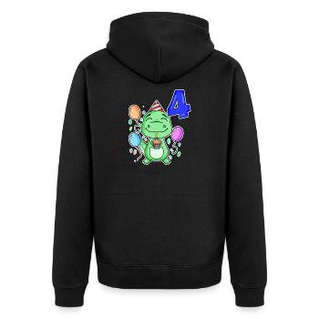 4 years old - Dinosaurs - 4th birthday gift - Unisex Premium Organic Zip Hoodie - black - Back - Nico (187cm)