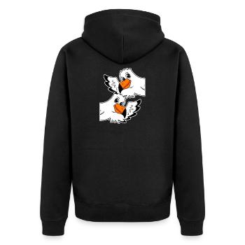 Möwe Möwen - Unisex Premium Bio Zip Hoodie - Schwarz - Hinten - Nico (187cm)