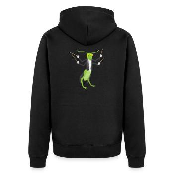 Der Grashüpfer gibt den Ton an - Dirigent - Unisex Premium Bio Zip Hoodie - Schwarz - Hinten - Nico (187cm)