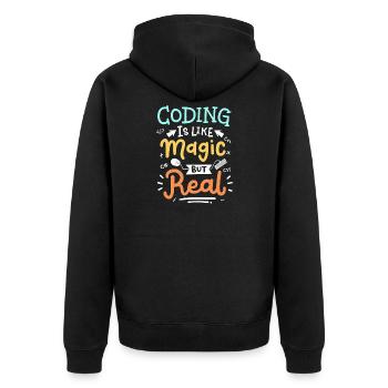 Codierung Programmierung - Unisex Premium Bio Zip Hoodie - Schwarz - Hinten - Nico (187cm)