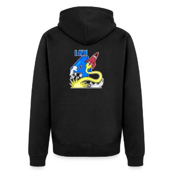 4 birthday boy - 4 years old - I am 4 - Unisex Premium Organic Zip Hoodie - black - Back - Nico (187cm)