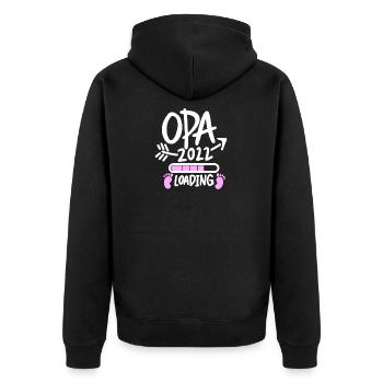 Opa 2022 Loading - Opa werden - Bald Opa - Unisex Premium Bio Zip Hoodie - Schwarz - Hinten - Nico (187cm)