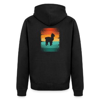 Alpaka - Unisex Premium Bio Zip Hoodie - Schwarz - Hinten - Nico (187cm)
