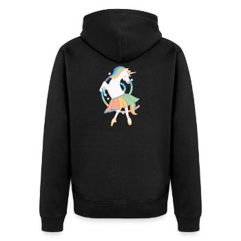 Unicorn Ballerina Rainbow Cute Unicorn Dancing - Unisex Premium Organic Zip Hoodie - black - Back - Nico (187cm)