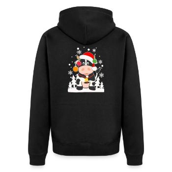 Lustige Kuh Schneeflocken Weihnachtsbaumkugeln - Unisex Premium Bio Zip Hoodie - Schwarz - Hinten - Nico (187cm)
