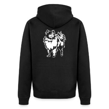 Spitz "Black Edition" - Unisex Premium Bio Zip Hoodie - Schwarz - Hinten - Nico (187cm)