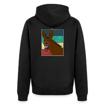 Maultier Muli Esel Pferd Vintage Geschenk - Unisex Premium Bio Zip Hoodie - Schwarz - Hinten - Nico (187cm)