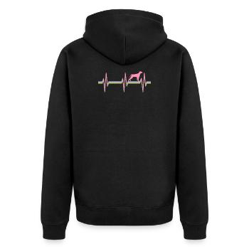 Weimaraner Weimaraner Besitzer - Unisex Premium Bio Zip Hoodie - Schwarz - Hinten - Nico (187cm)