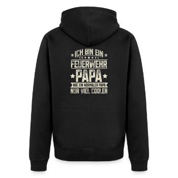 Papa Feuerwehr Vater Vatertag - Unisex Premium Bio Zip Hoodie - Schwarz - Hinten - Nico (187cm)