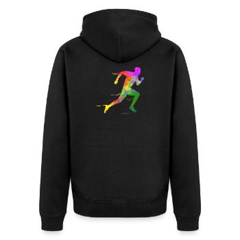 Demi-marathon runner sprint triathlète Finisher - Veste à capuche bio Premium Unisexe - noir - Dos - Nico (187cm)