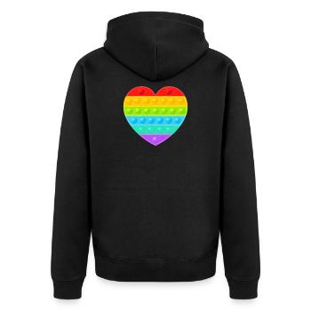 Pop It Popit Heart Colorful Rainbow - Unisex Premium Organic Zip Hoodie - black - Back - Nico (187cm)