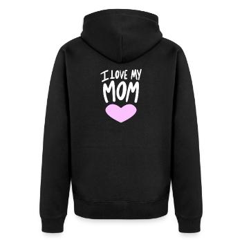 J’aime ma mère - Ich liebe meine Mama - Veste à capuche bio Premium Unisexe - noir - Dos - Nico (187cm)