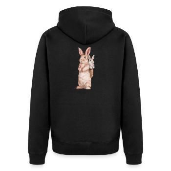 Hase Kaninchen Schlappohr Osterhase Hasenmama - Unisex Premium Bio Zip Hoodie - Schwarz - Hinten - Nico (187cm)