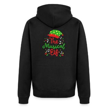 Musikalischer Elf Wichtel Weihnachten - Unisex Premium Bio Zip Hoodie - Schwarz - Hinten - Nico (187cm)