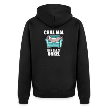 Neffe Onkel Geschenk - Unisex Premium Bio Zip Hoodie - Schwarz - Hinten - Nico (187cm)