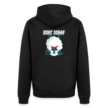Echt Schaf Peperoni lustig Schäfer Bauernhof - Unisex Premium Bio Zip Hoodie - Schwarz - Hinten - Nico (187cm)