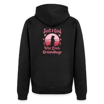 Murmeltier Murmeltier-Liebhaber - Unisex Premium Bio Zip Hoodie - Schwarz - Hinten - Nico (187cm)