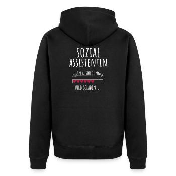Sozialassistentin in Ausbildung Geschenk - Unisex Premium Bio Zip Hoodie - Schwarz - Hinten - Nico (187cm)
