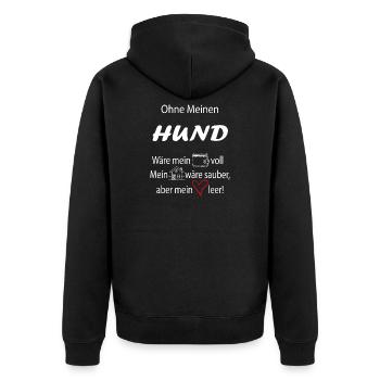 Ohne mein Hund - Unisex Premium Bio Zip Hoodie - Schwarz - Hinten - Nico (187cm)