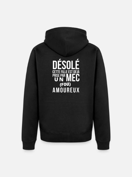 amoureux, amoureuse, fou amoureux - Veste à capuche bio Premium Unisexe - noir