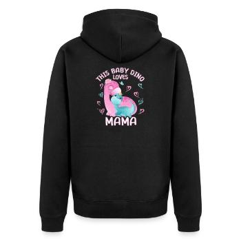 Mama Dino Babydino Brontosaurus - Unisex Premium Bio Zip Hoodie - Schwarz - Hinten - Nico (187cm)
