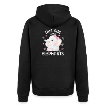 Mama Elefant Babyelefant This Girl Loves Elephants - Unisex Premium Bio Zip Hoodie - Schwarz - Hinten - Nico (187cm)