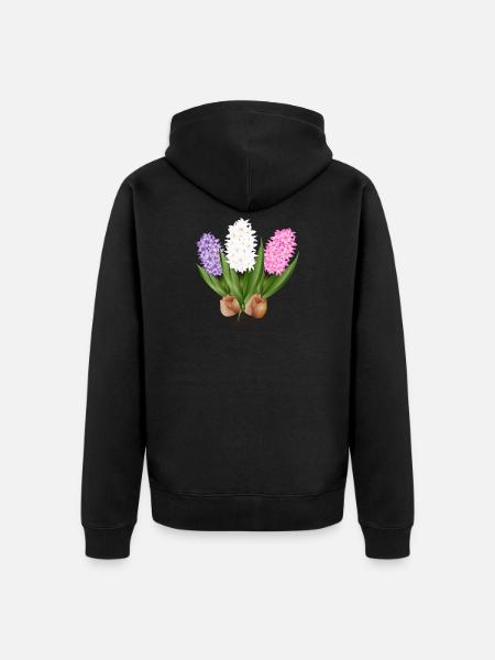 Hand-drawn hyacinths - Unisex Premium Organic Zip Hoodie - black