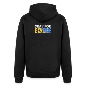 Ukraine - Unisex Premium Bio Zip Hoodie - Schwarz - Hinten - Nico (187cm)