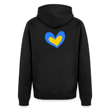 Ukraine Herz - Unisex Premium Bio Zip Hoodie - Schwarz - Hinten - Nico (187cm)
