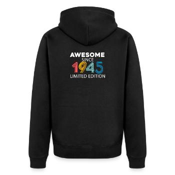Fantastic since 1945 - born in 1945 - Unisex Premium Organic Zip Hoodie - black - Back - Nico (187cm)