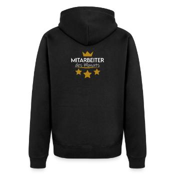 Mitarbeiter des Monats - Unisex Premium Bio Zip Hoodie - Schwarz - Hinten - Nico (187cm)