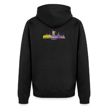 Leipzig Skyline Coloré Leipzig Uniriese - Veste à capuche bio Premium Unisexe - noir - Dos - Nico (187cm)