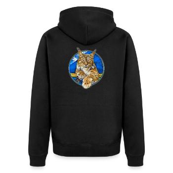 Luchs Wildkatze Freiheit - Unisex Premium Bio Zip Hoodie - Schwarz - Hinten - Nico (187cm)