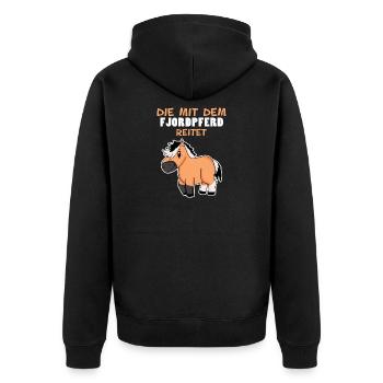 Norwegisches Fjordpferd Pferd Hauspferd - Unisex Premium Bio Zip Hoodie - Schwarz - Hinten - Nico (187cm)